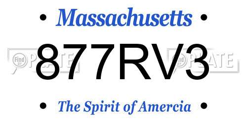 877RV3 Massachusetts License Plate