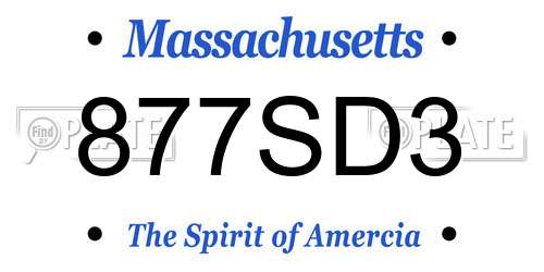 877SD3 Massachusetts License Plate