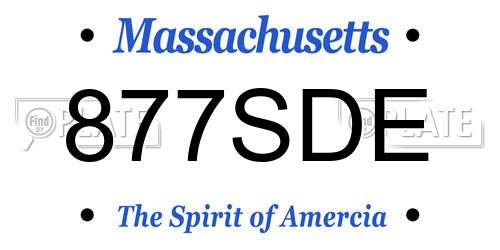 877SDE Massachusetts License Plate