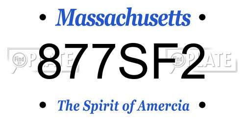 877SF2 Massachusetts License Plate