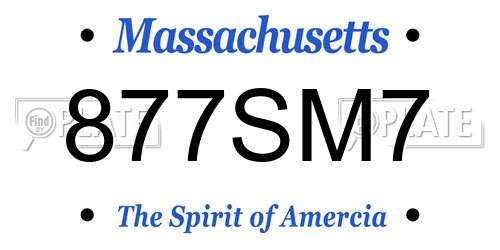 877SM7 Massachusetts License Plate