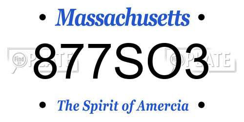 877SO3 Massachusetts License Plate