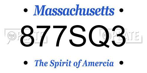 877SQ3 Massachusetts License Plate