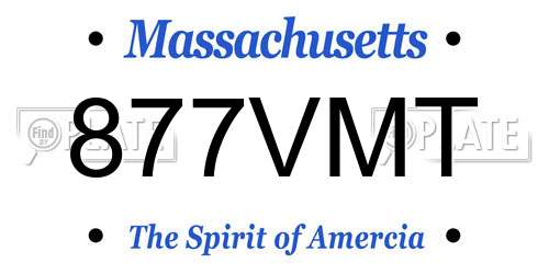 877VMT Massachusetts License Plate