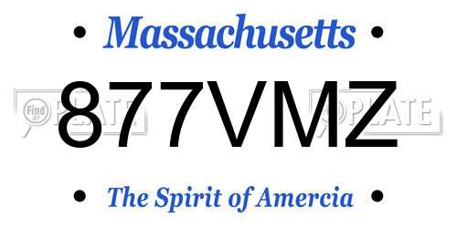 877VMZ Massachusetts License Plate