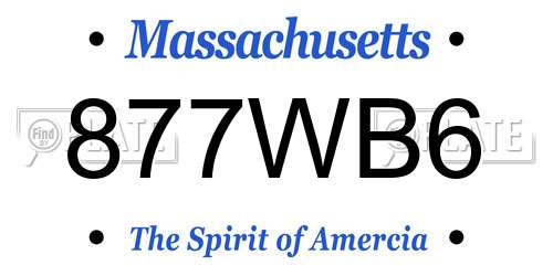 877WB6 Massachusetts License Plate