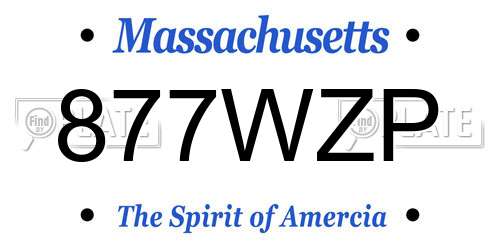877WZP Massachusetts License Plate