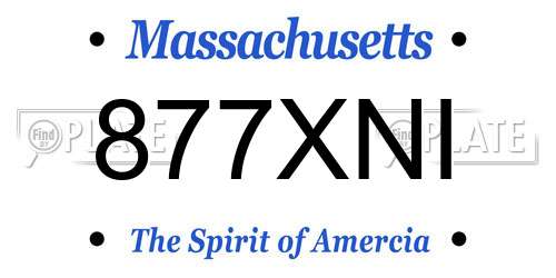 877XNI Massachusetts License Plate