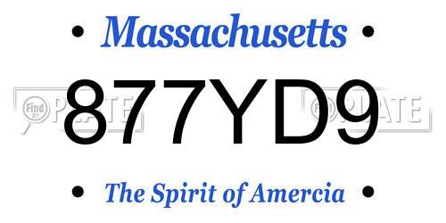 877YD9 Massachusetts License Plate