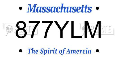 877YLM Massachusetts License Plate