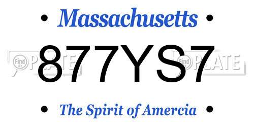 877YS7 Massachusetts License Plate