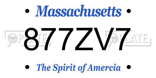 877ZV7 Massachusetts License Plate