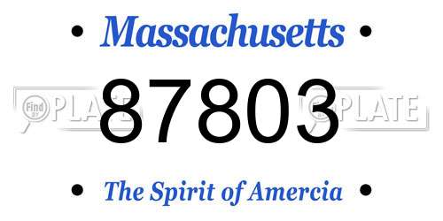 87803 Massachusetts License Plate