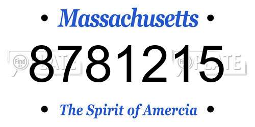 8781215 Massachusetts License Plate
