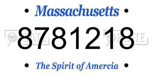 8781218 Massachusetts License Plate