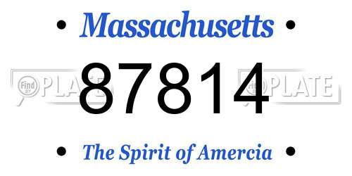 87814 Massachusetts License Plate