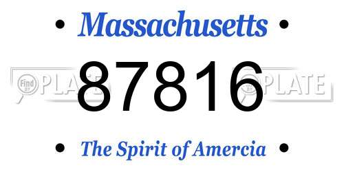 87816 Massachusetts License Plate