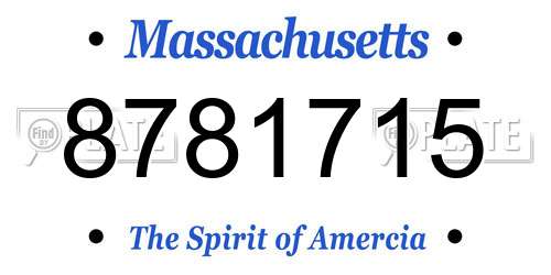 8781715 Massachusetts License Plate