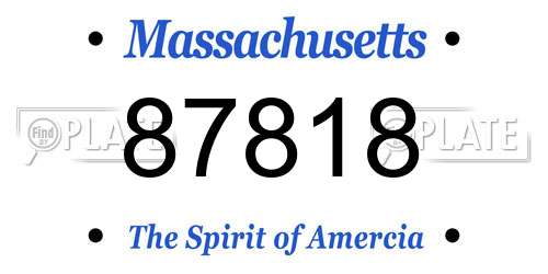87818 Massachusetts License Plate