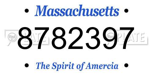 8782397 Massachusetts License Plate