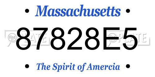 87828E5 Massachusetts License Plate