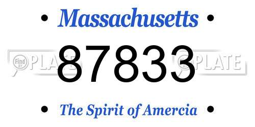 87833 Massachusetts License Plate