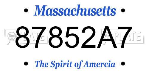 87852A7 Massachusetts License Plate