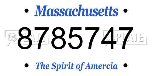 8785747 Massachusetts License Plate