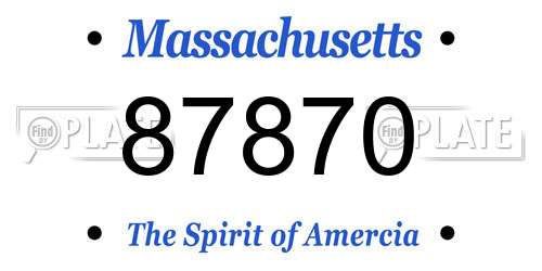87870 Massachusetts License Plate