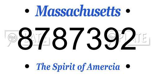 8787392 Massachusetts License Plate