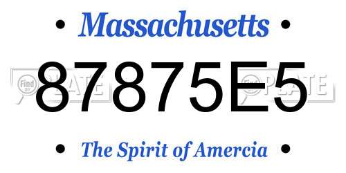 87875E5 Massachusetts License Plate