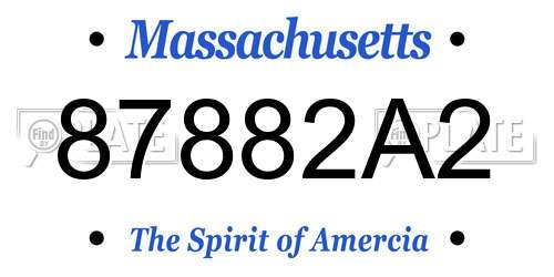 87882A2 Massachusetts License Plate