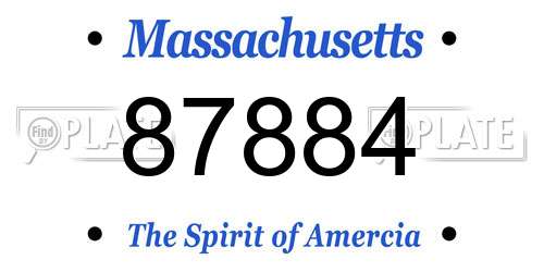 87884 Massachusetts License Plate