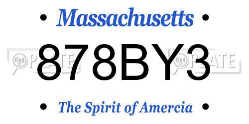878BY3 Massachusetts License Plate