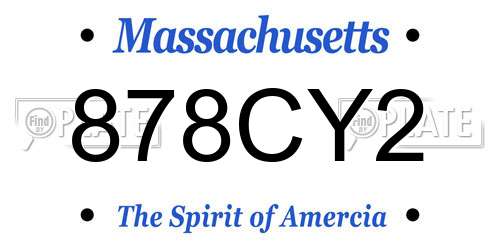 878CY2 Massachusetts License Plate