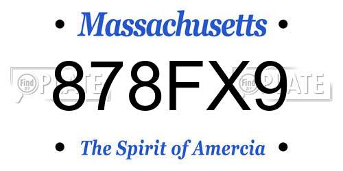 878FX9 Massachusetts License Plate