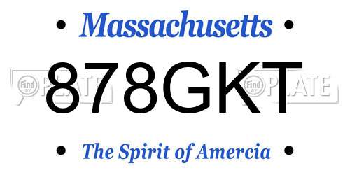 878GKT Massachusetts License Plate