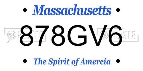 878GV6 Massachusetts License Plate