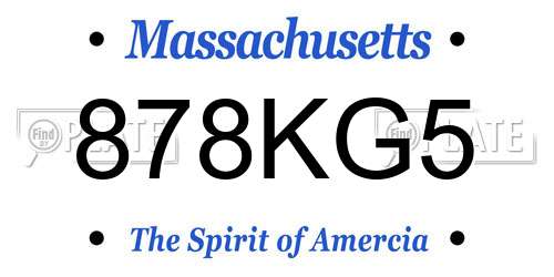 878KG5 Massachusetts License Plate