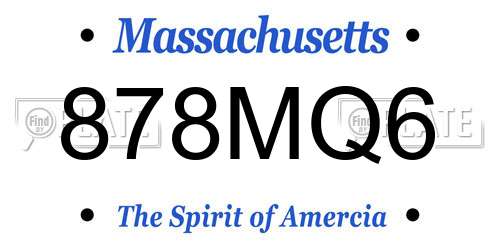 878MQ6 Massachusetts License Plate