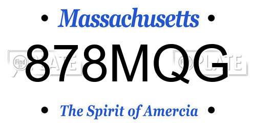 878MQG Massachusetts License Plate