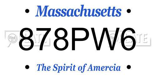 878PW6 Massachusetts License Plate