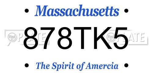 878TK5 Massachusetts License Plate