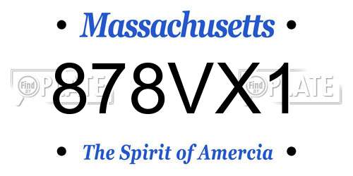 878VX1 Massachusetts License Plate