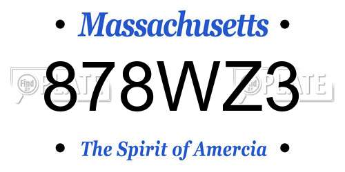878WZ3 Massachusetts License Plate