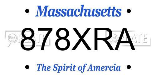 878XRA Massachusetts License Plate