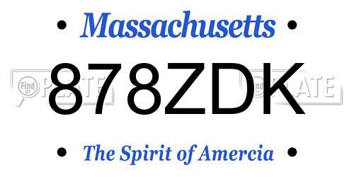 878ZDK Massachusetts License Plate