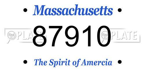 87910 Massachusetts License Plate