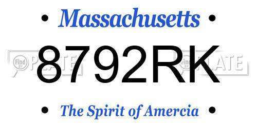 8792RK Massachusetts License Plate