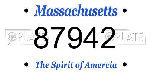 87942 Massachusetts License Plate